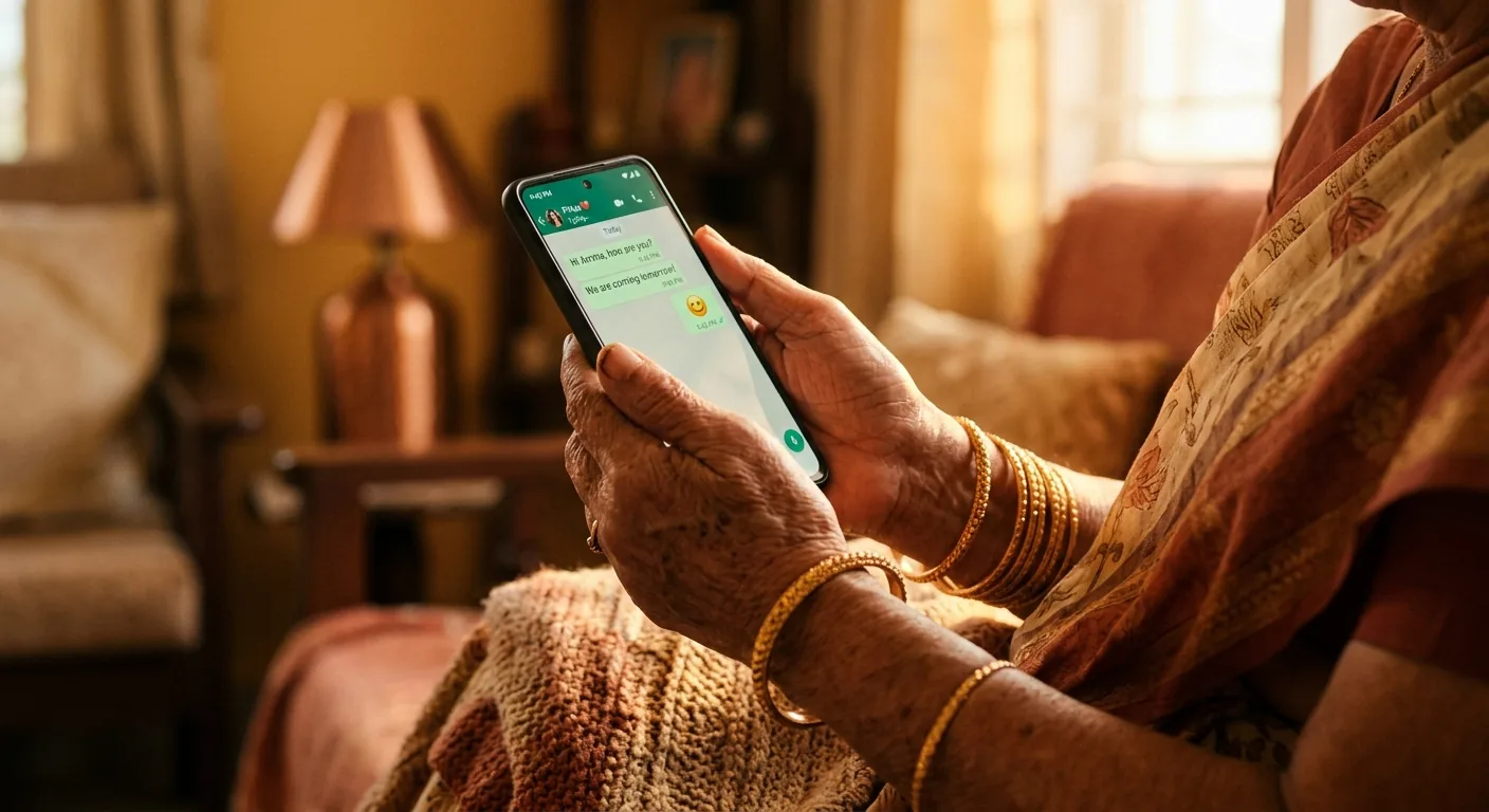 Older hands holding a phone